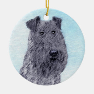 Kerry Blue Terrier Malerei Niedliche Original Dog  Keramik Ornament