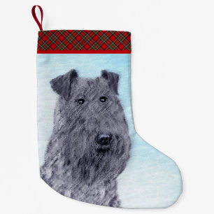 Kerry Blue Terrier Malerei Niedliche Original Dog  Kleiner Weihnachtsstrumpf