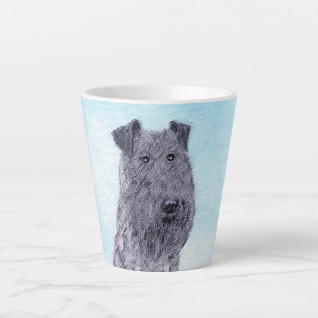 Kerry Blue Terrier Malerei Niedliche Original Dog  Milchtasse (Vorderseite)