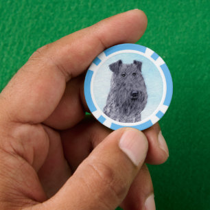 Kerry Blue Terrier Malerei Niedliche Original Dog  Pokerchips