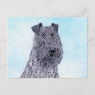 Kerry Blue Terrier Malerei Niedliche Original Dog  Postkarte