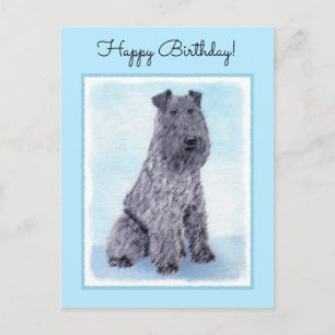 Kerry Blue Terrier Malerei Niedliche Original Dog Postkarte