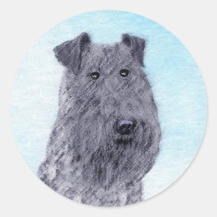 Kerry Blue Terrier Malerei Niedliche Original Dog Runder Aufkleber
