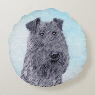 Kerry Blue Terrier Malerei Niedliche Original Dog  Rundes Kissen