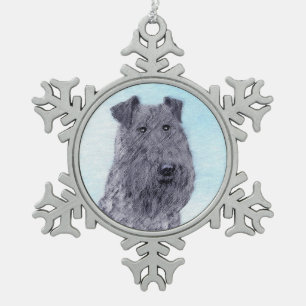 Kerry Blue Terrier Malerei Niedliche Original Dog Schneeflocken Zinn-Ornament
