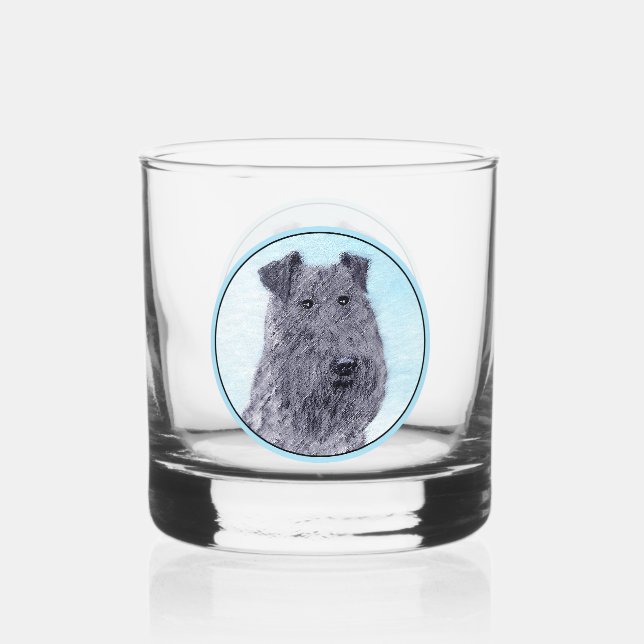 Kerry Blue Terrier Malerei Niedliche Original Dog  Whiskyglas (Vorderseite)
