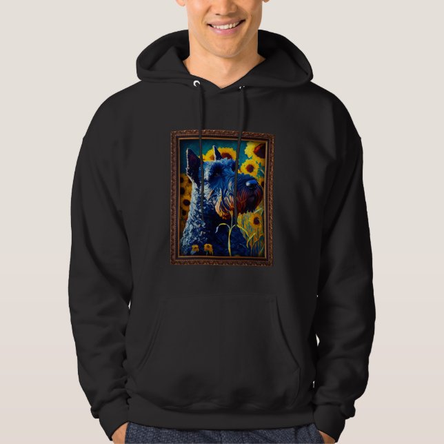 Kerry Blue Terrier Painting Sunflower Flower Mom W Hoodie (Vorderseite)