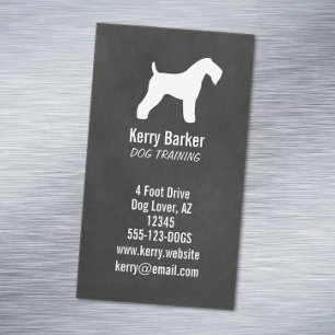 Kerry Blue Terrier Silhouette Chalkboard Style Magnetische Visitenkarte