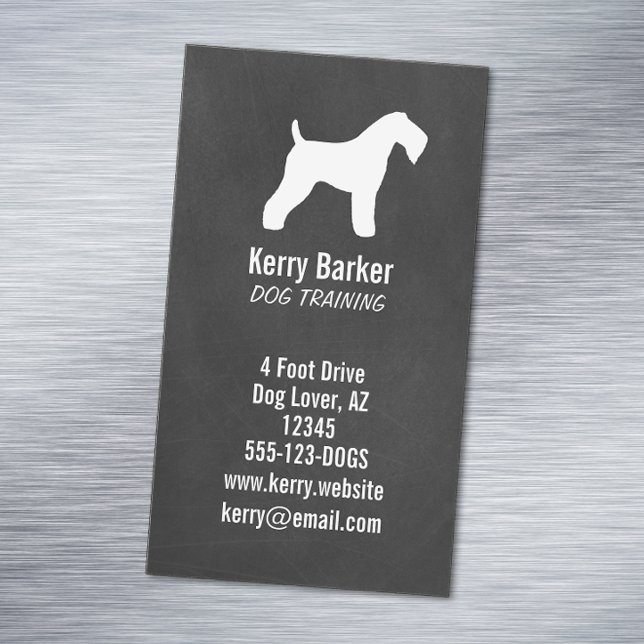 Kerry Blue Terrier Silhouette Chalkboard Style Magnetische Visitenkarte (Von Creator hochgeladen)