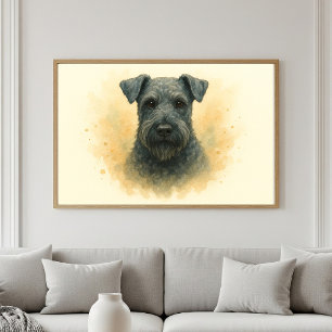 Kerry Blue Terrier Watercolor Portrait Poster