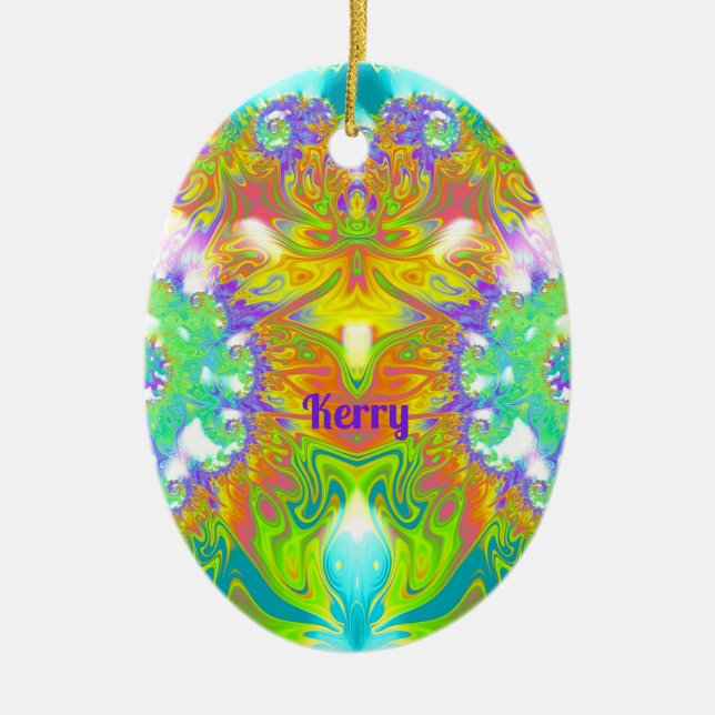 KERRY ~ EASTER EGG ~ FRAKTAL Multicologe Hübsch Keramik Ornament (Vorne)