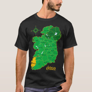 Kerry Ireland Irish Landkreis Map Eire Irish Trave T-Shirt