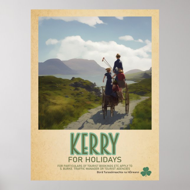 Kerry Irland, Retro Irish Travel Advert Poster (Vorne)