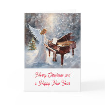 Kerstengel achter de piano