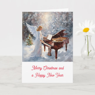 Kerstengel achter de piano karte