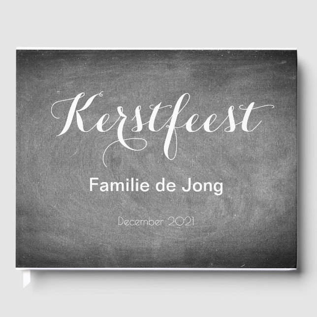 Kerstfeest Schoolbord Stijl Krijtjes Typography Gästebuch (Vorderseite)
