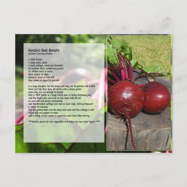 Kerstin's Beet Borscht Rezept Postcard Postkarte (Vorderseite)
