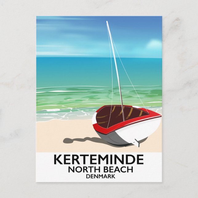 Kerteminde North Beach Denmark Reiseplakat Postkarte (Vorderseite)