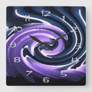 Kerze im Wind (lila) Quadratische Wanduhr