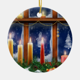 Kerze in der Fenster-Weihnachtsverzierung Keramik Ornament