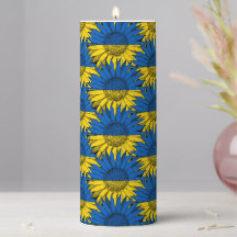 Kerze mit Sonnenblumenmuster für die Ukraine