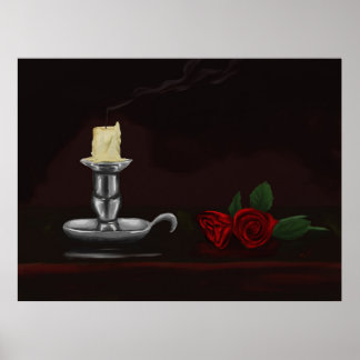 Kerze und Blume Poster