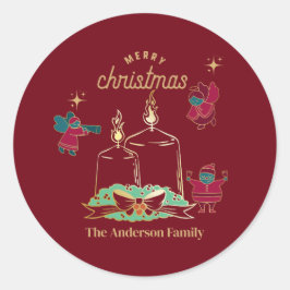 Kerze und Feen Runder Aufkleber