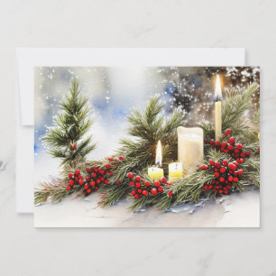 Kerzen Beeren und Tannenbaum Budget Weihnachten