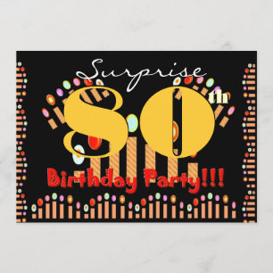 Kerzen der 80. ÜBERRASCHUNG GeburtstagsparteiVorla Einladung