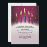 Kerzen Geburtstags-Party Einladungs- Einladung<br><div class="desc">Eine Party Einladung für Geburtstagsfeier eines Erwachsenen. Die Burgunder-Spitze hat "das Funkeln beleuchtet" und schwache Blasen als Hintergrund und kennzeichnet fünf Kerzen in Burgunder und in den blauen Farben. Die Karte ist einfach, mit Ihrer Benennung, Schriftart-, Schriftartfarbe-, Papierformwahlen und Wahl von sechs Papiersorten besonders anzufertigen. Weiße Umschläge eingeschlossen. Nervös über...</div>