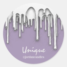 Kerzen KleinbusIness Name Silver Grau Lila Runder Aufkleber