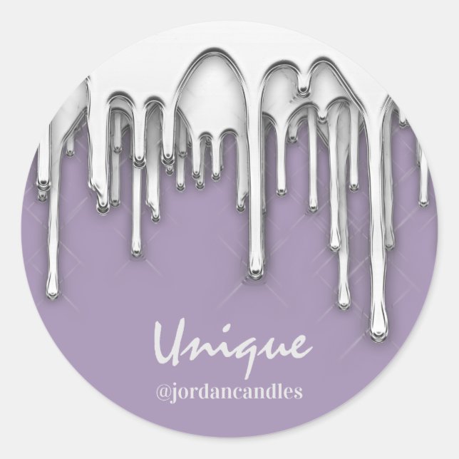 Kerzen KleinbusIness Name Silver Grau Lila Runder Aufkleber (Vorderseite)