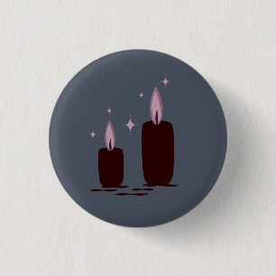 Kerzen mit mondbeschienener Hexen-Halloween-Magie Button