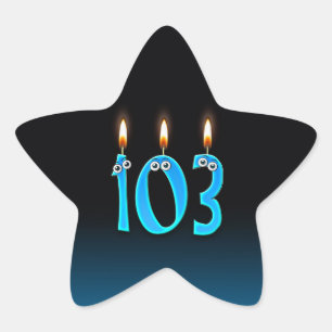 Kerzen und Augäpfel zum 103. Geburtstag Stern-Aufkleber