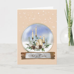 Kerzen und Pine Bough Snow Globe Weihnachtskarte Karte