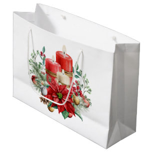 Kerzen und Poinsettia Bouquet Weihnachten Große Geschenktüte