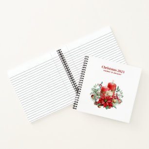 Kerzen und Poinsettia Bouquet Weihnachten Notizbuch