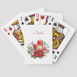 Kerzen und Poinsettia Bouquet Weihnachten Spielkarten