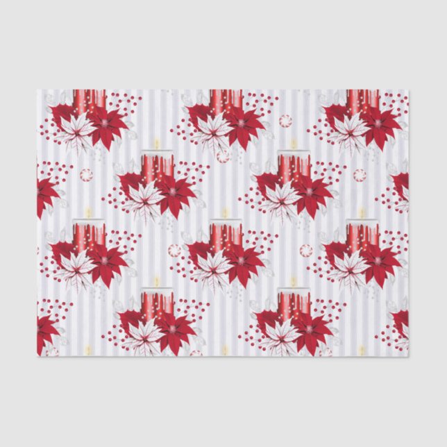 Kerzen und Poinsettia Seidenpapier (Vorderseite)