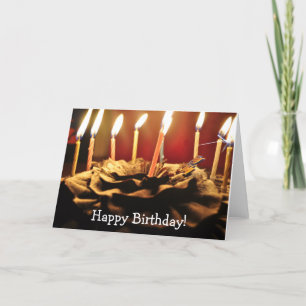 Kerzen und Schokoladenkuchen: Happy Birthday Card Karte
