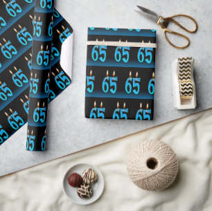 Kerzen zum 65. Geburtstag mit Augäpfeln Geschenkpapier