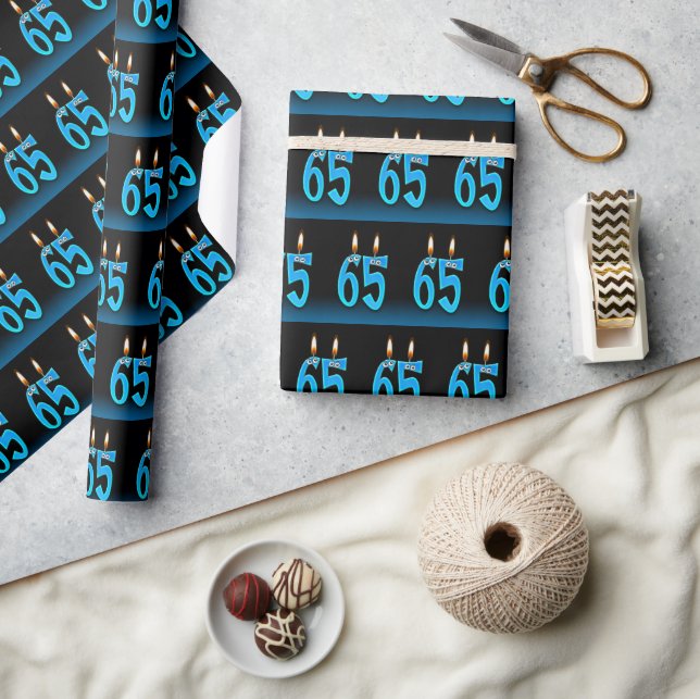 Kerzen zum 65. Geburtstag mit Augäpfeln Geschenkpapier (Kunsthandwerk)