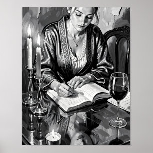 Kerzenbeleuchtete Reflexionen im Stille-Poster Poster