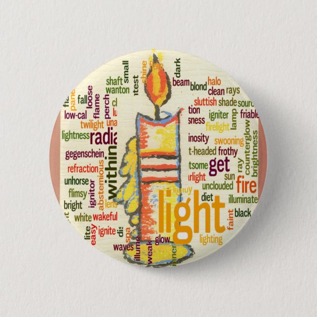 Kerzenflamme Wortwolken-Kunstprint Button (Vorderseite)