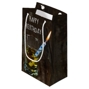 Kerzenhalter in Whiskey-Schnapsglas Kleine Geschenktüte