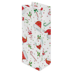 Kerzenleuchten und Weihnachtsmannmützen Geschenktüte Für Weinflaschen