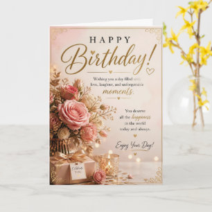 Kerzenlicht-Geburtstagskarte Blush Rose Karte