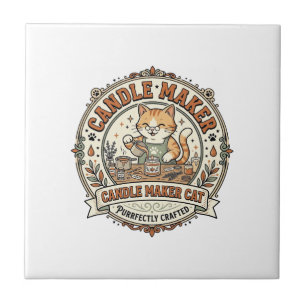 Kerzenmacher Katze Kerzenmacher Katze Vintage Vekt Fliese