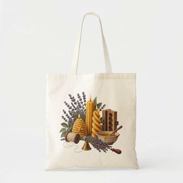 Kerzenmacher Lavendel Workshop Canvas-Tasche Tragetasche (Vorne)
