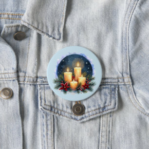 Kerzenschein zu Weihnachten mit Poinsettien Button